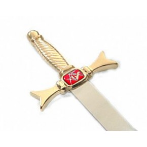 Espada Maçônica Reta Cabo Bronze - Vermelha